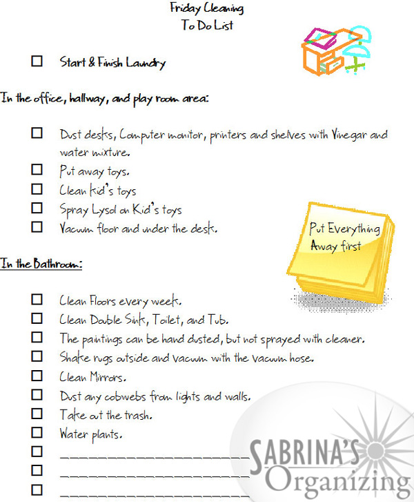 Friday cleaning checklist