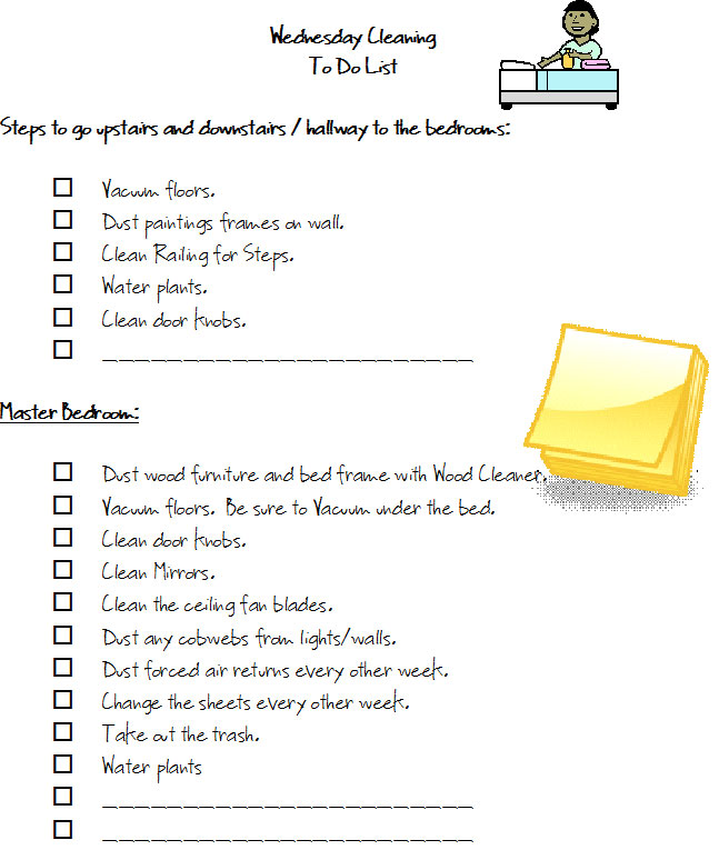 Wednesday cleaning checklist