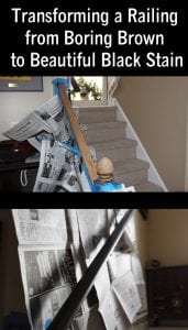 Transforming a Railing from Boring Brown to Beautiful Black Stain