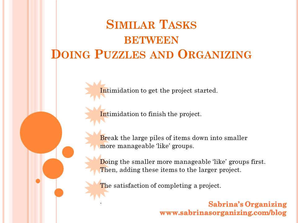 Similar tasks between making Puzzles and Organizing