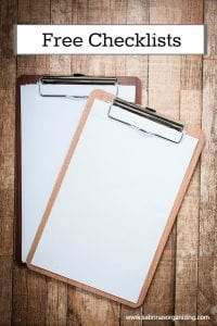 Free checklists from Sabrina's Organizing