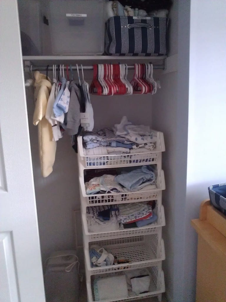 Organized newborn baby closet