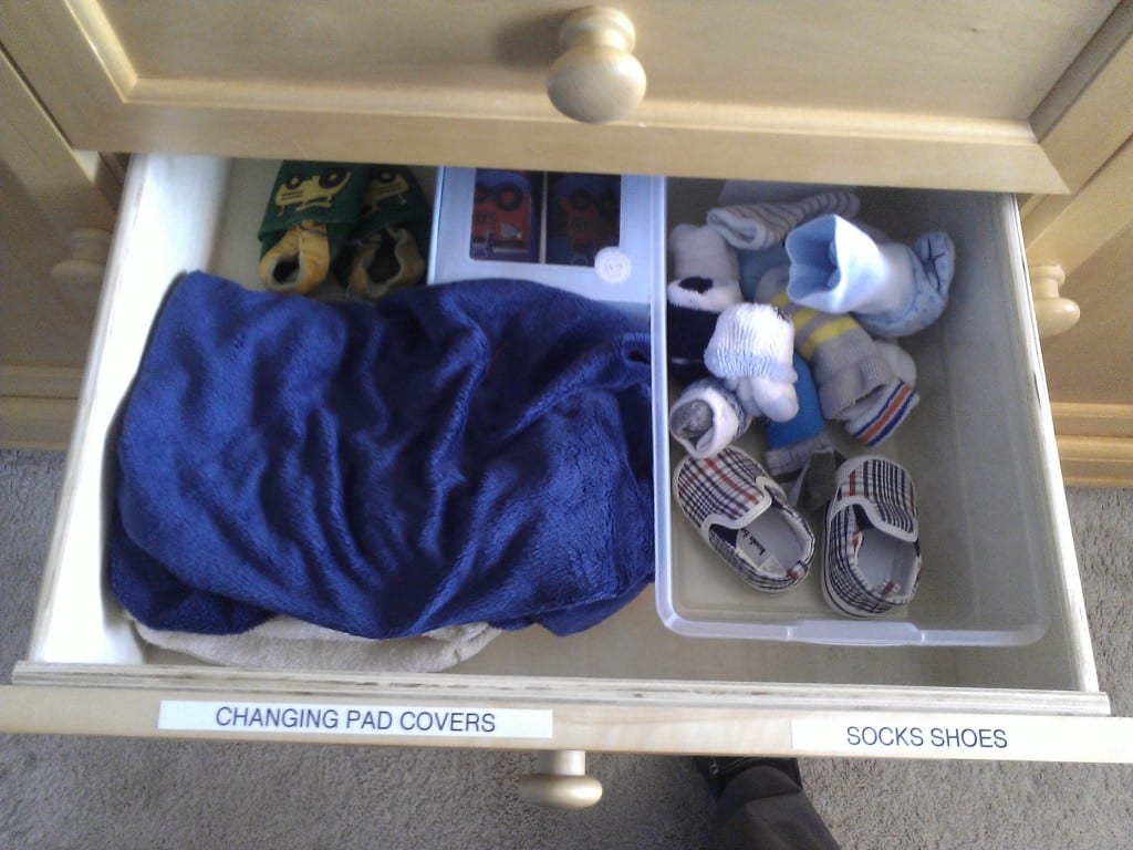 organized changing table drawer