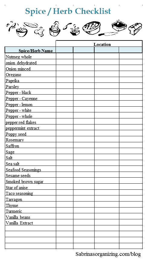 spice herb checklist