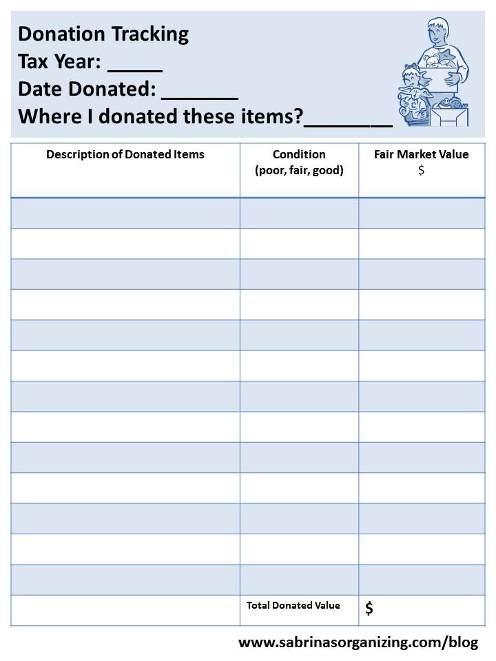 free donation tracking sheet