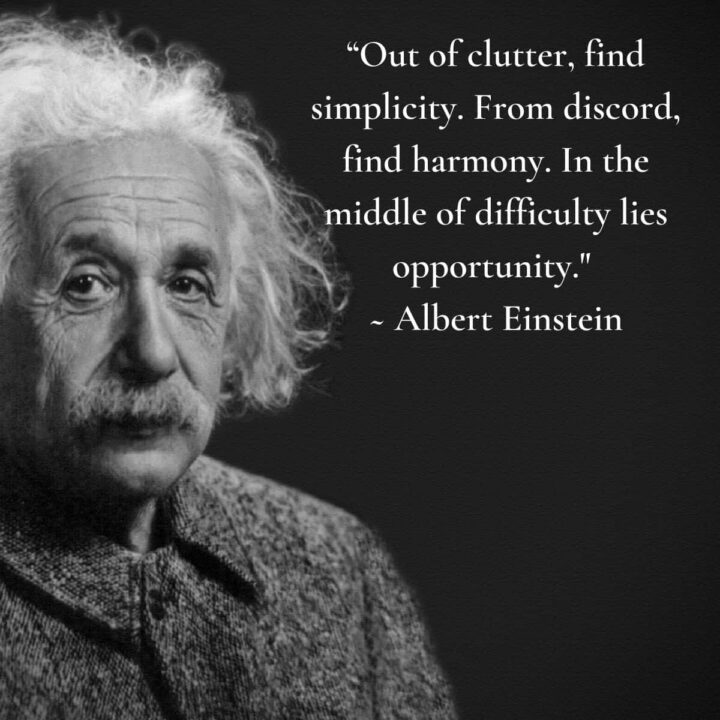 “Out of clutter, find simplicity. From discord, find harmony. In the middle of difficulty lies opportunity." - Albert Einstein image