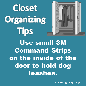 Use small 3M Command Strips on the inside of the door to hold dog leashes.