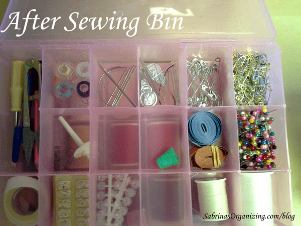 After Sewing Bin divided into sections by category