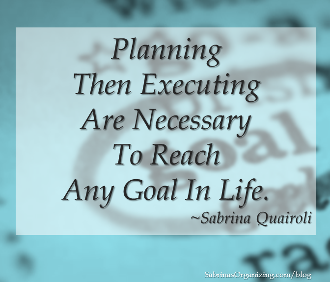 Planning then Executing Are Necessary To Reach Any Goal in Life. ~ Sabrina Quairoli