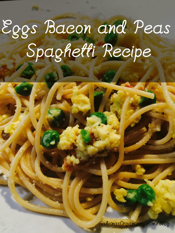 Eggs Bacon and Peas Spaghetti recipe