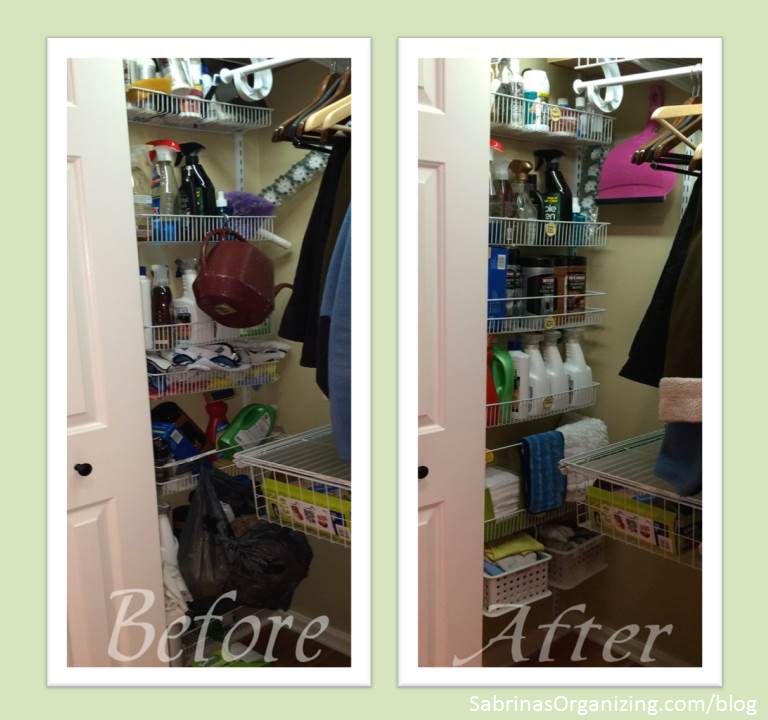 Before and after cleaning supplies