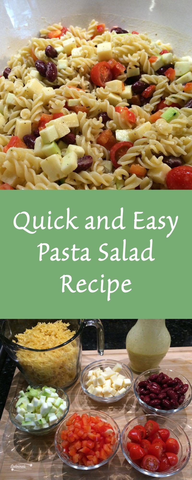 quick and easy pasta salad in the bowl