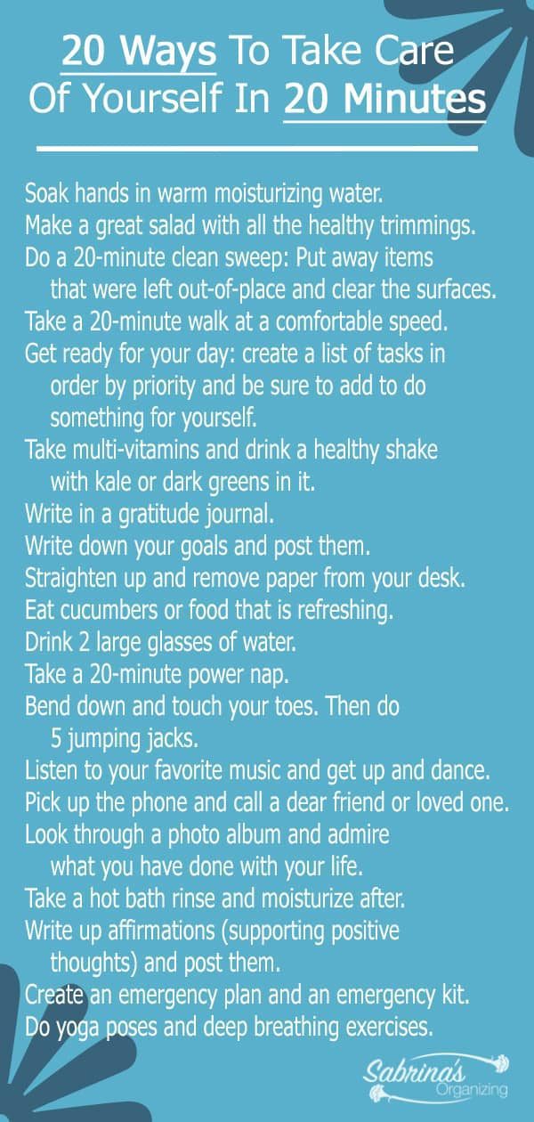 20 Ways to Take Care of Yourself in 20 Minutes - list