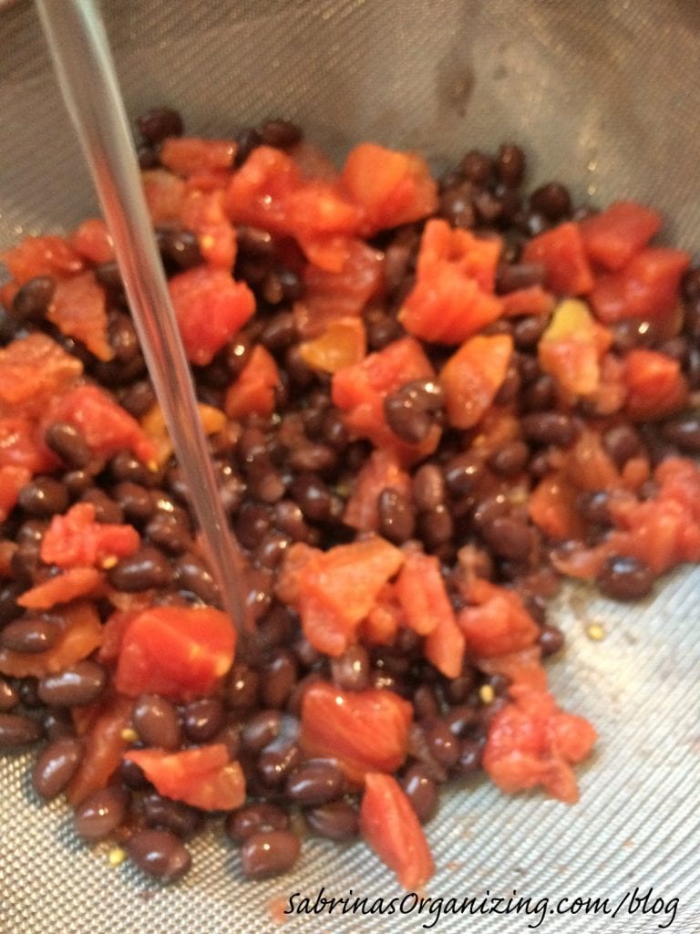 Rinse black beans and diced tomatoes remove juice