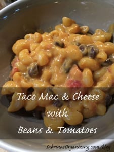 Taco Mac and Cheese w black beans tomatoes