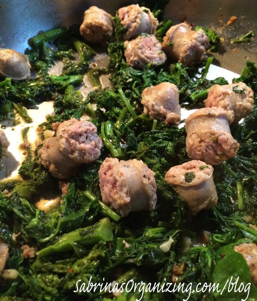 sausage and cooked broccoli rabe