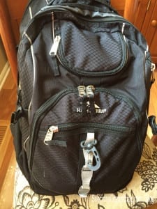 backpack filled with organization supplies