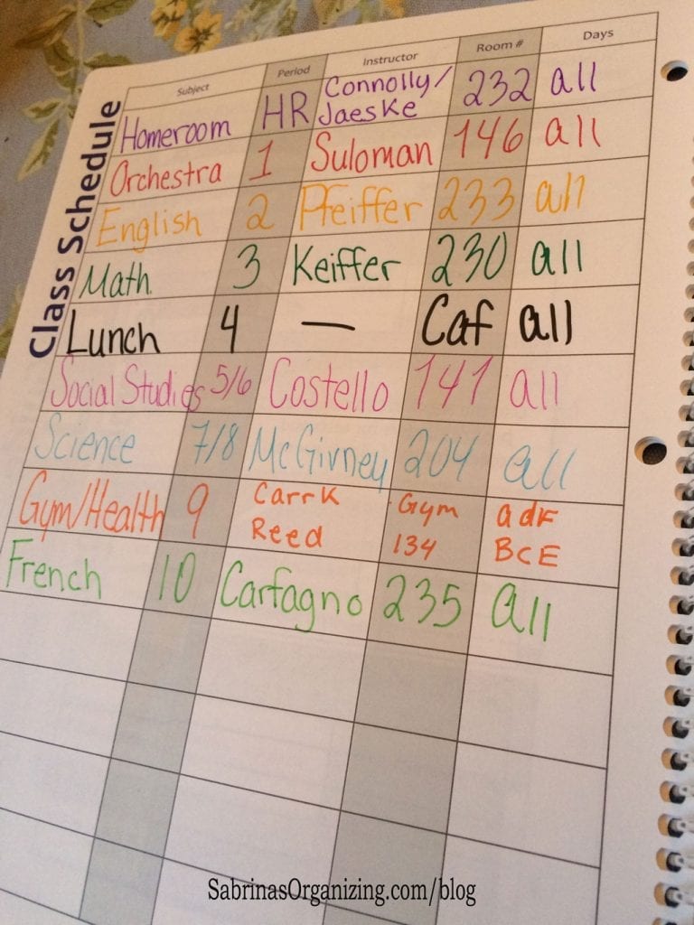 color code your schedule to help the subjects stand out