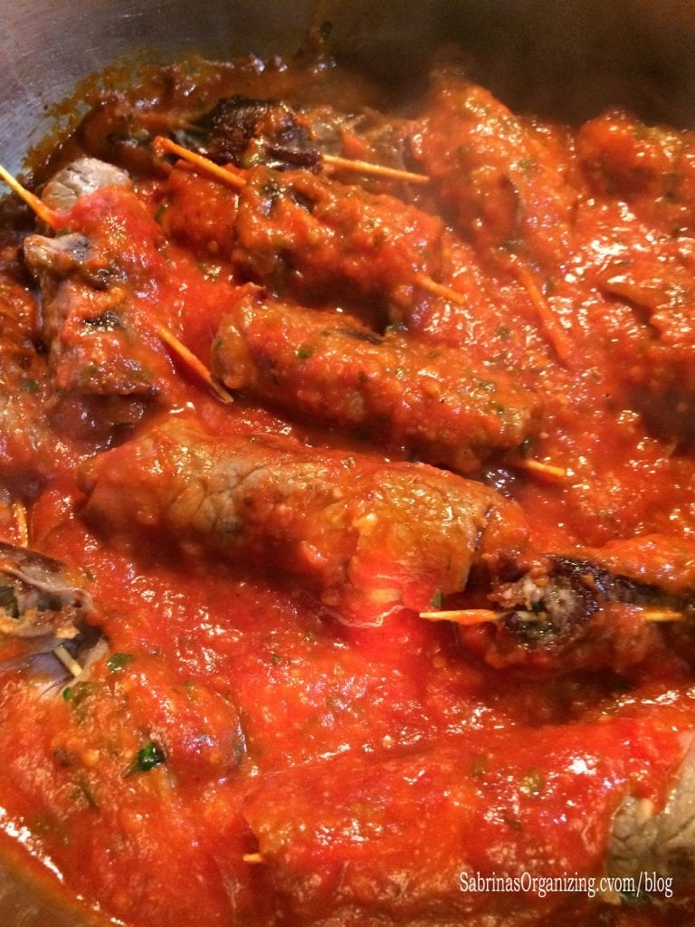 cooked Braciole in pan