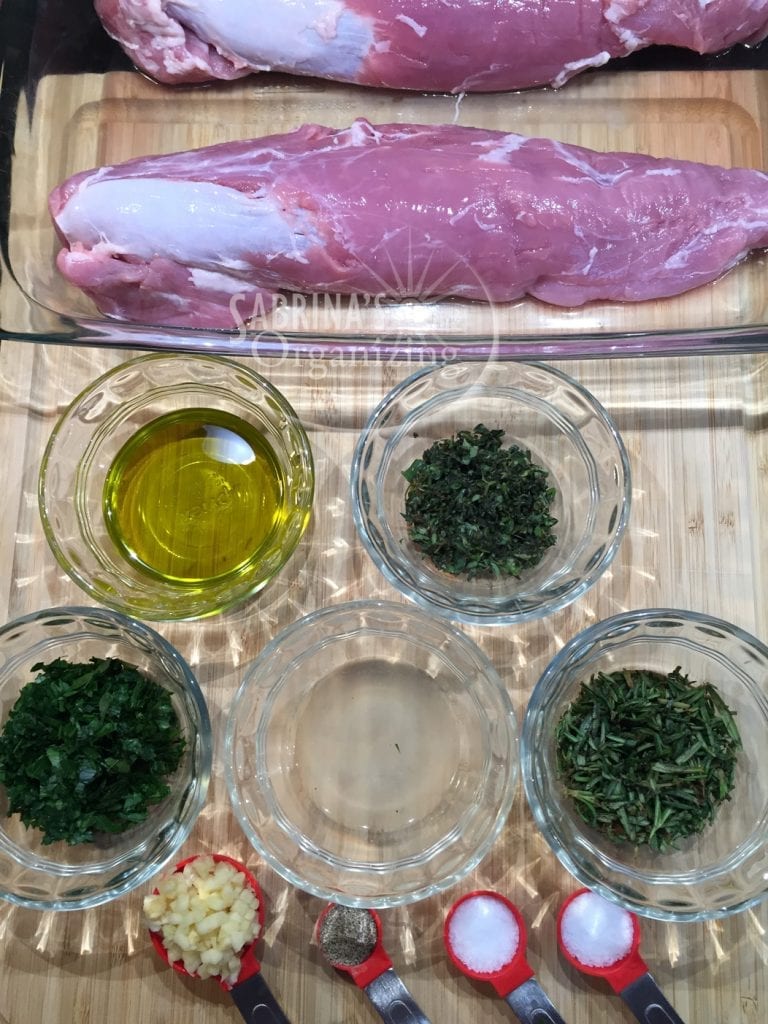 ingredients for herbed pork tenderloin