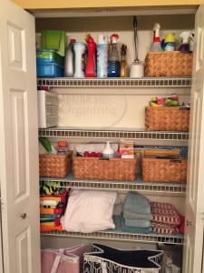 narrow linen closet organization
