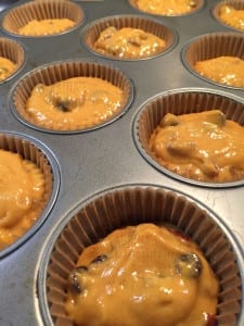 batter in muffin liners