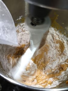 mix dry with wet ingredients