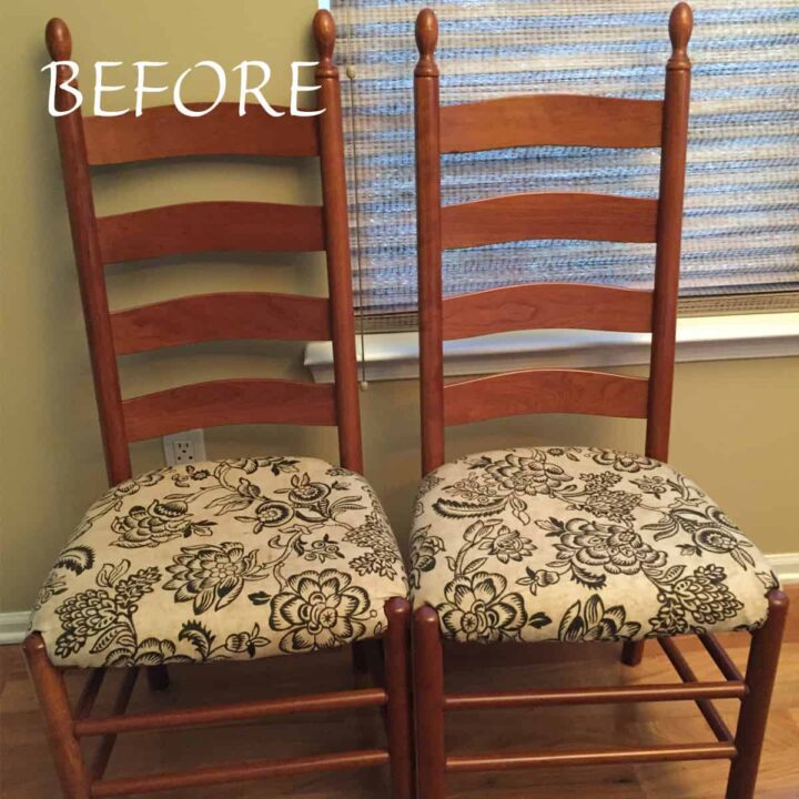 BEFORE dining room chair transformation 
