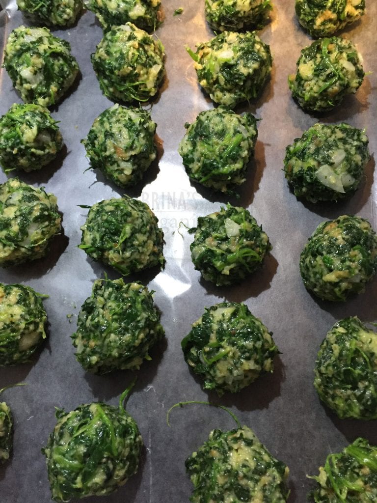 sheet of spinach balls