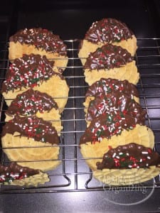 Chocolate covered pizzelles