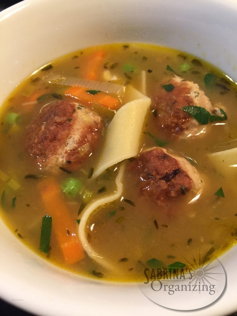 turkey meatballs with egg noodle soup | Sabrina's Organizing