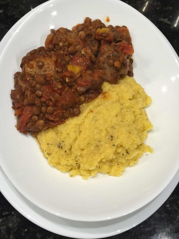 Slow Cooker Sausage And Lentil Stew With Herbed Polenta featured image