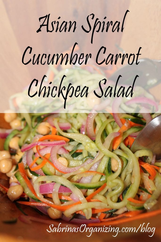 Asian Spiral Cucumber Carrot Chickpea Salad #recipe