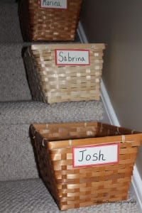 stairs bins | Sabrina's Organizing