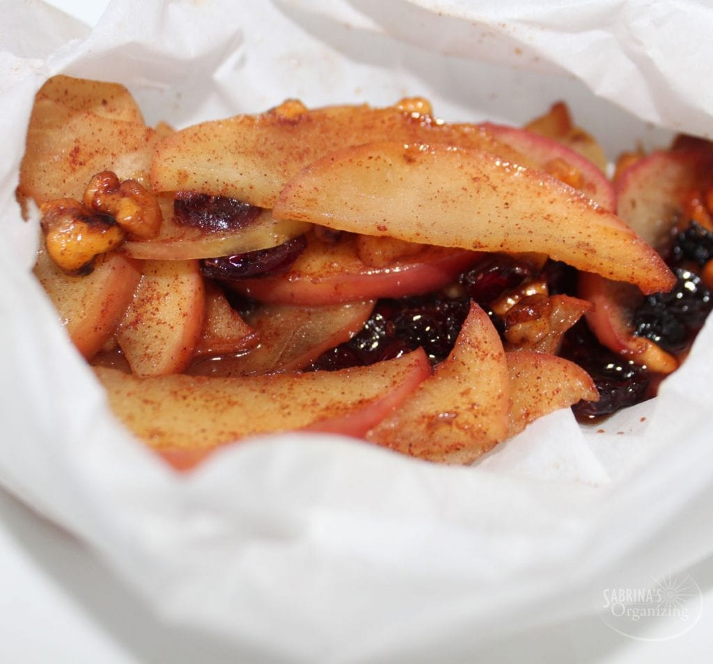 Apple Cranberry Walnut Grilled In Parchment