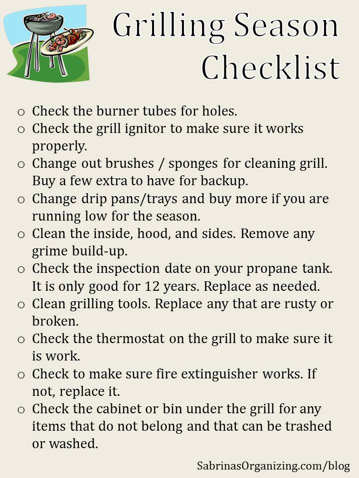 Grilling Season checklist Cleaning