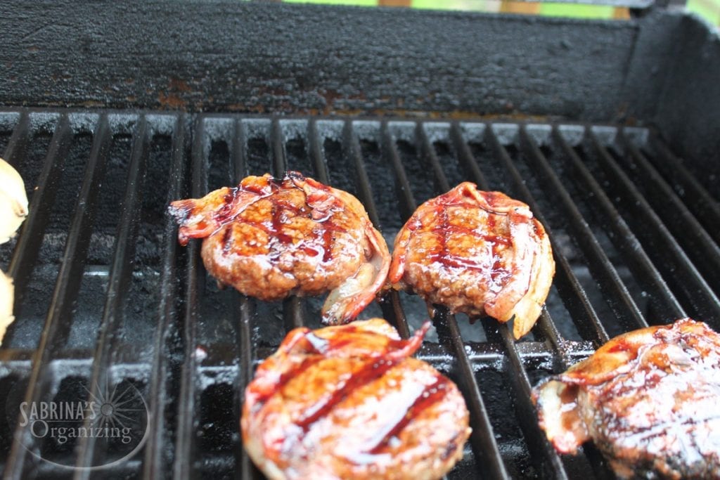 burgers on grill