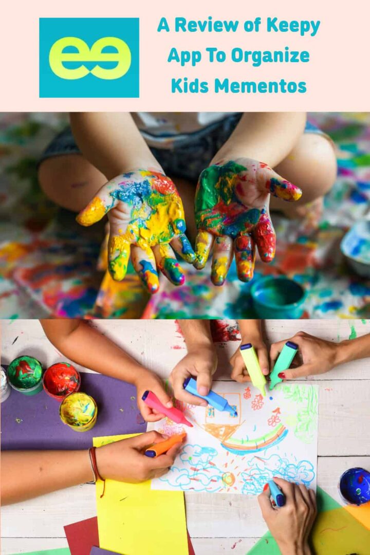 kids hands with paint on them with title of post at the top center and kids drawing on paper - pinterest image