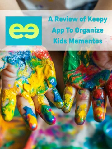 kids paint on hands with title of post at the top center - square image