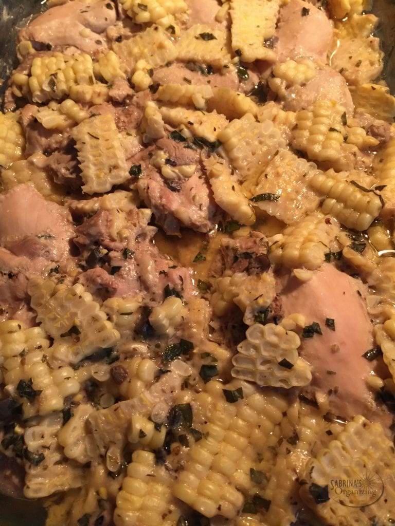 herb chicken thighs with corn
