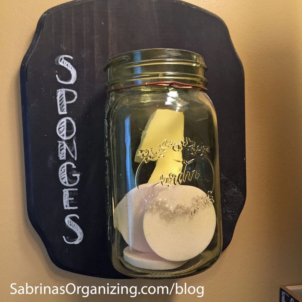 mason jar supplies on wall