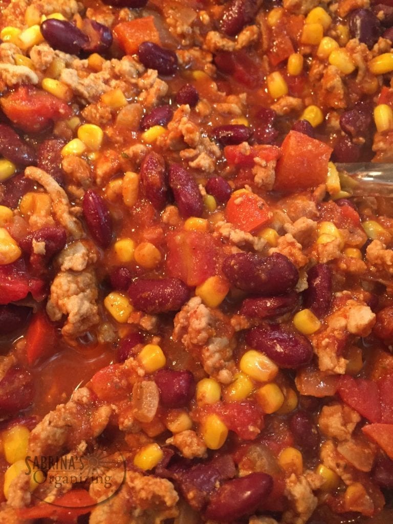 Easy Turkey Chili Freezer Meal in a bowl