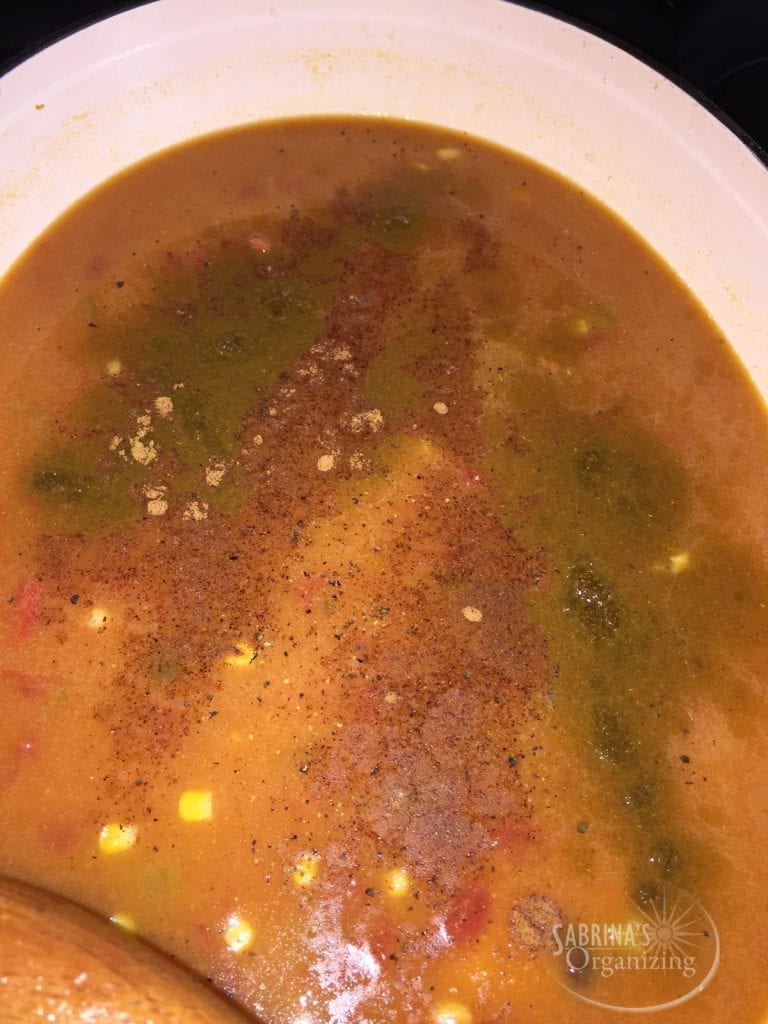 added ingredients to the soup