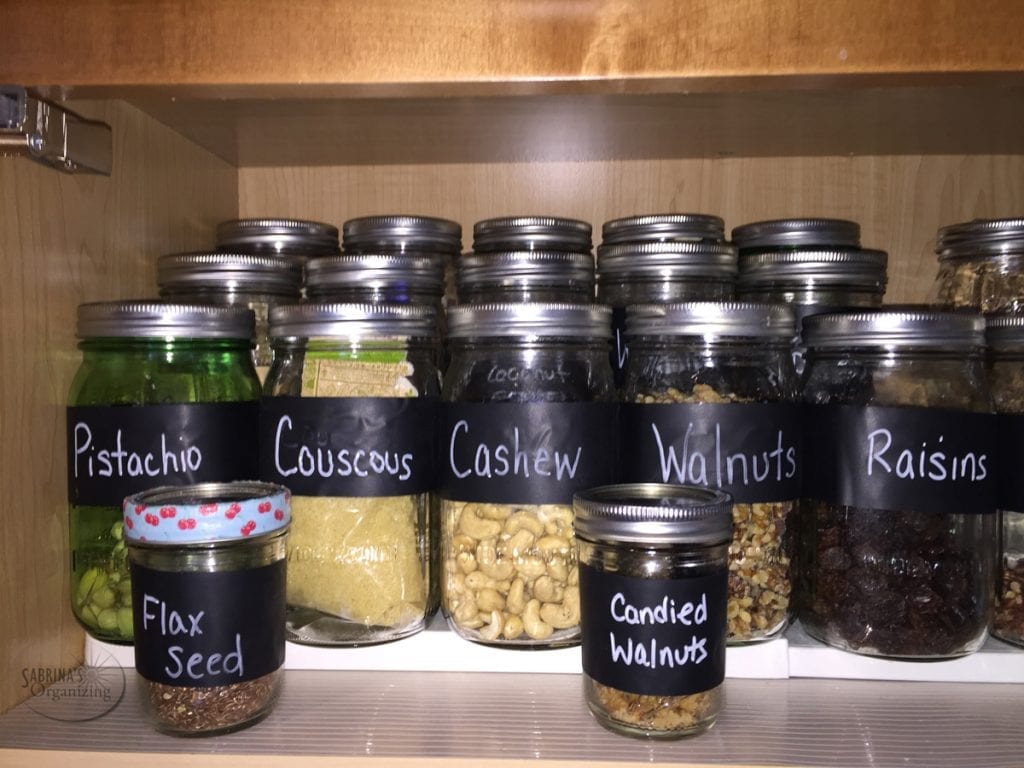 mason jar in pantry labeled