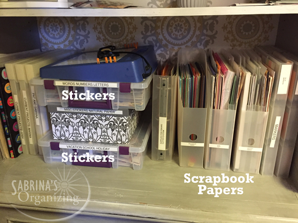 scrapbook supplies shelf