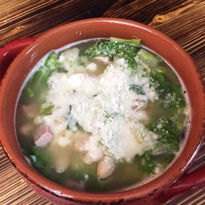 Ham Beans and Escarole Soup Recipe - soup in a bowl