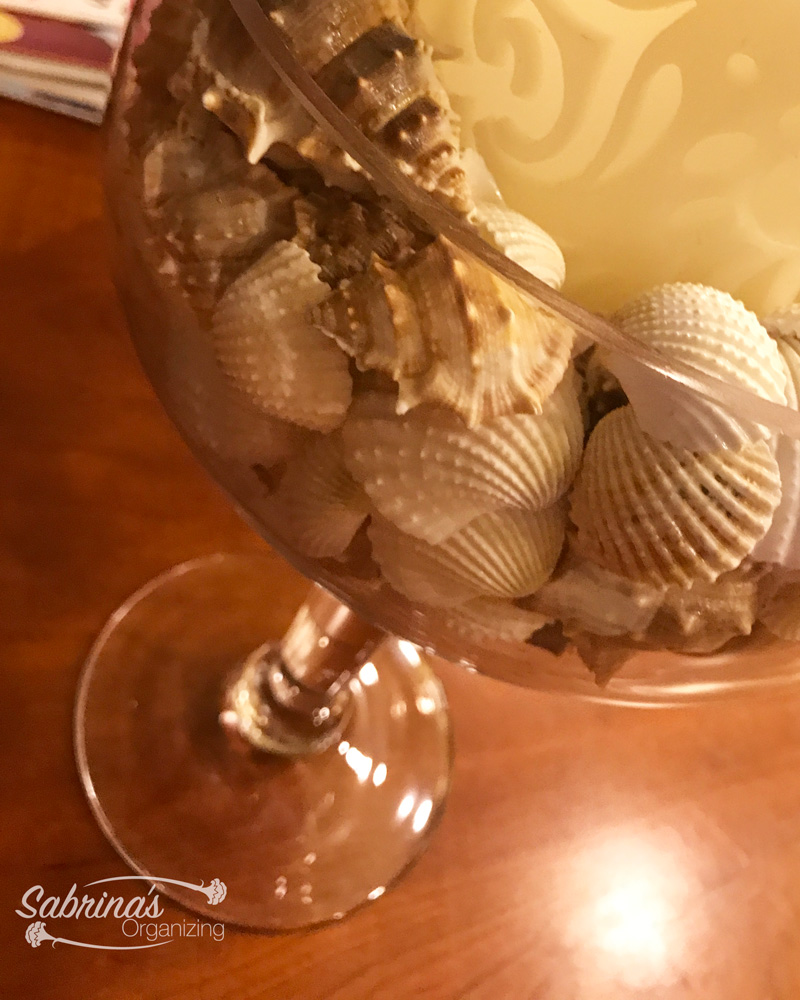 gorgeous shell center piece for coffee table