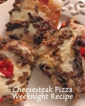 Cheesesteak pizza recipe featured image