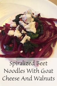 Spiralized Beet Noodles Goat Cheese Walnuts