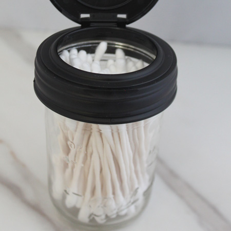 Cotton swaps in mason jar. 9 Creative Ways to Organize With Mason Jars